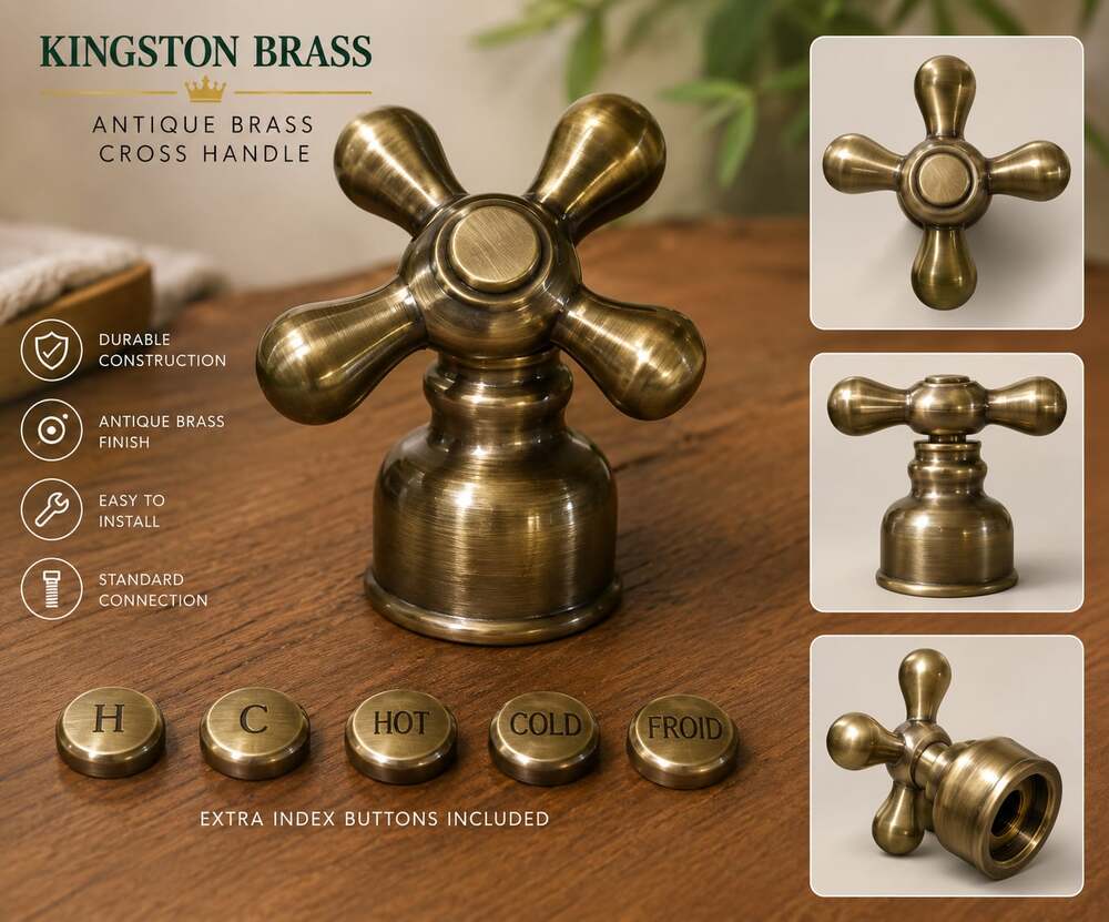 Kingston Brass KBH723AXABH Antique Brass Cross Handle Replacement